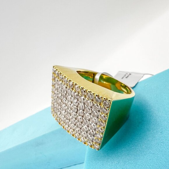 925 Sterling Sliver Moissanite Designer Rectangle Ring, 3.981ctw VVS Stones Hip - Picture 5 of 7